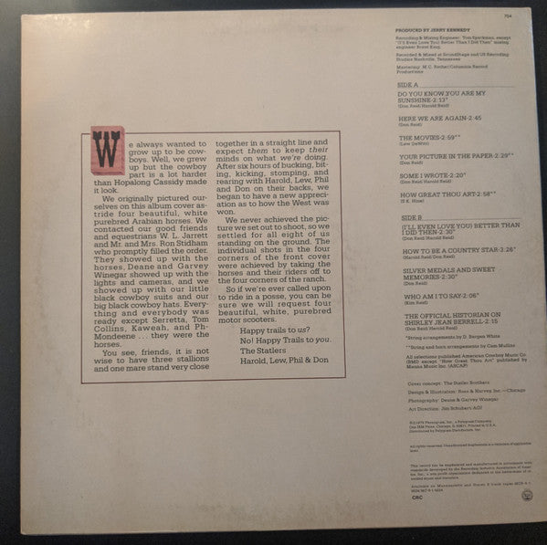 The Statler Brothers : The Best Of The Statler Bros. Rides Again Volume II (LP, Comp, RE, 56 )