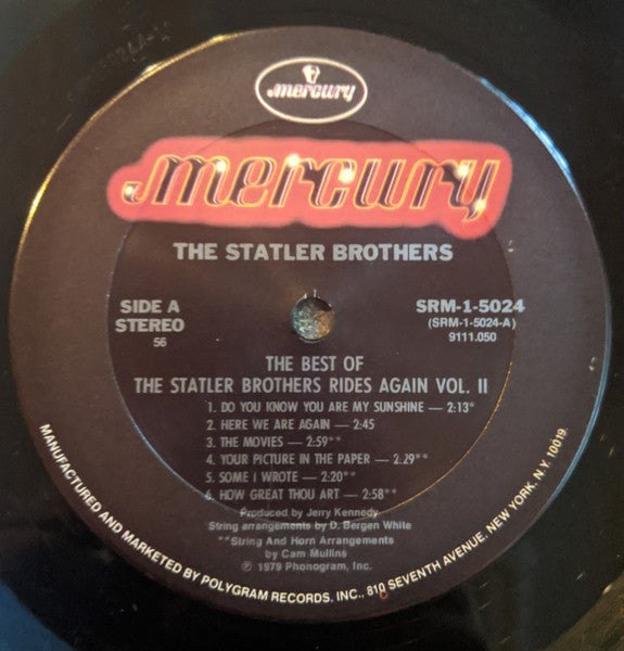 The Statler Brothers : The Best Of The Statler Bros. Rides Again Volume II (LP, Comp, RE, 56 )