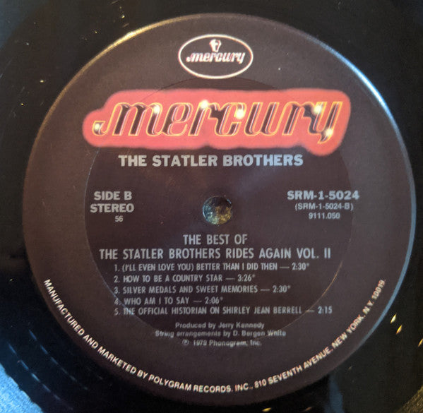 The Statler Brothers : The Best Of The Statler Bros. Rides Again Volume II (LP, Comp, RE, 56 )