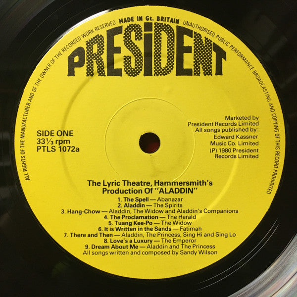 Lyric Theatre, Hammersmith Production Cast* : Aladdin (LP)