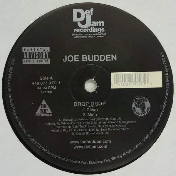 Joe Budden : Drop Drop (12")