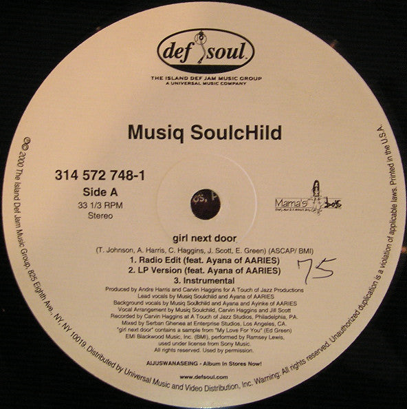 Musiq Soulchild : Girl Next Door (12", Single)