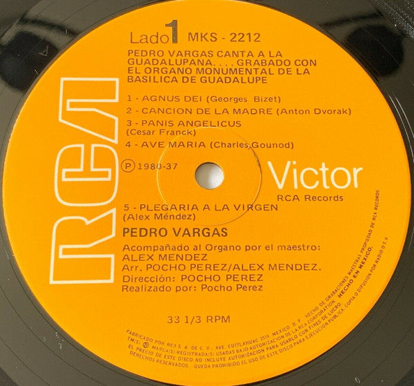 Pedro Vargas : Canta A La Guadalupana... Grabado Con El Órgano Monumental De La Basílica De Guadalupe (En Vivo) (LP, Album)