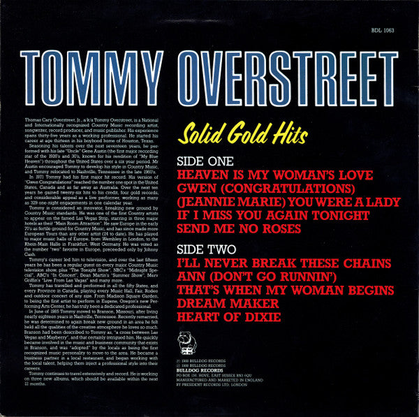 Tommy Overstreet : Solid Gold Hits (LP, RE)
