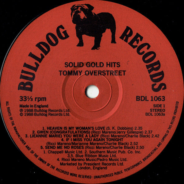 Tommy Overstreet : Solid Gold Hits (LP, RE)