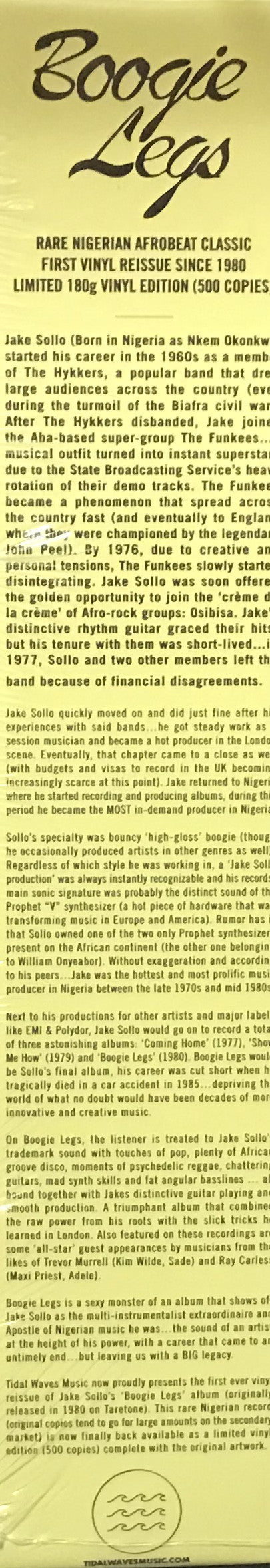 Jake Sollo : Boogie Legs (LP, Album, Ltd, RE, 180)