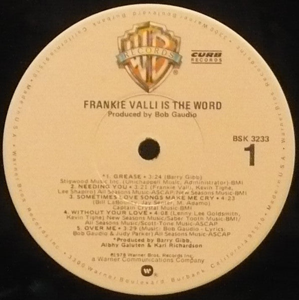 Frankie Valli : ...Is The Word (LP, Album)
