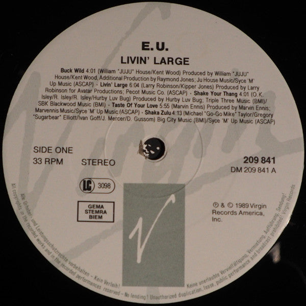 E.U. : Livin' Large (LP, Album)