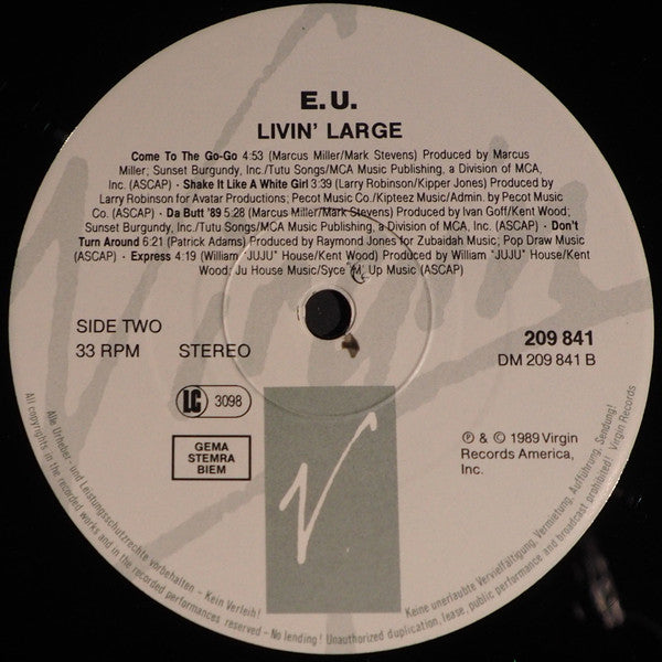 E.U. : Livin' Large (LP, Album)