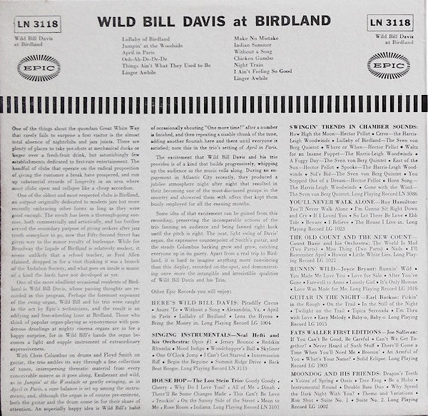 Wild Bill Davis : At Birdland (LP, Album, Mono, RP)