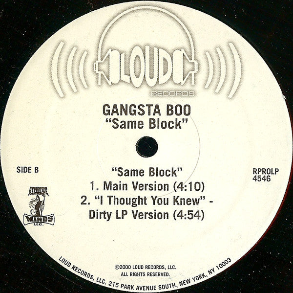 Gangsta Boo : Same Block (12", Single, Promo)