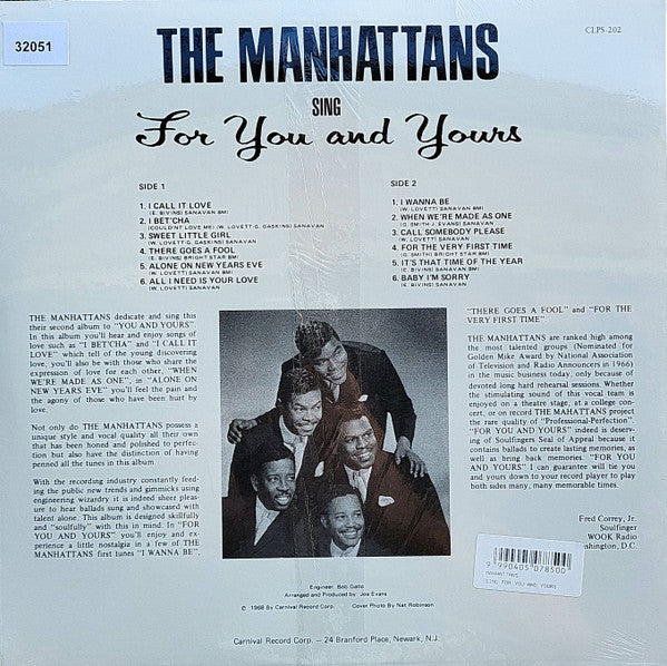The Manhattans* : Sing For You And Yours (LP, Album, RE)