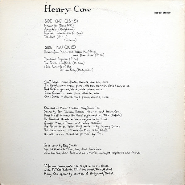 Henry Cow : Leg End (LP, Album, RE)