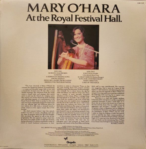 Mary O'Hara : Mary O'Hara At The Royal Festival Hall (LP, Album)