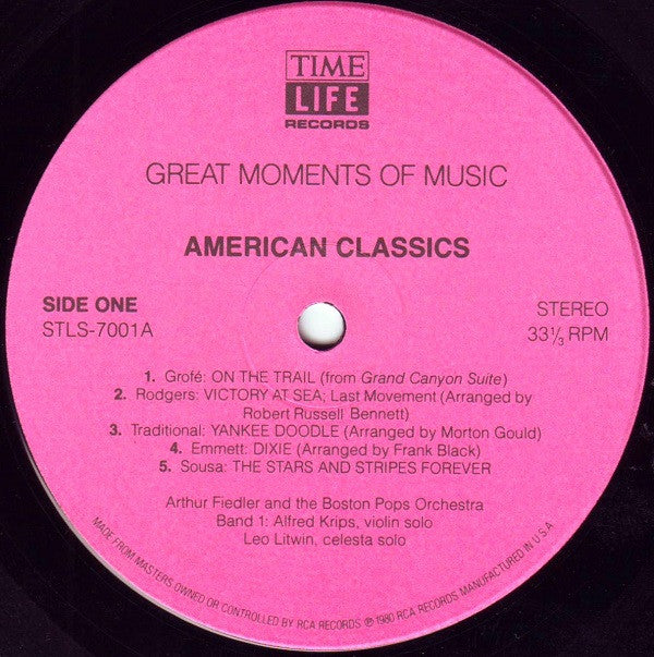 Arthur Fiedler And Boston Pops Orchestra : Great Moments Of Music: American Classics (LP, Comp)