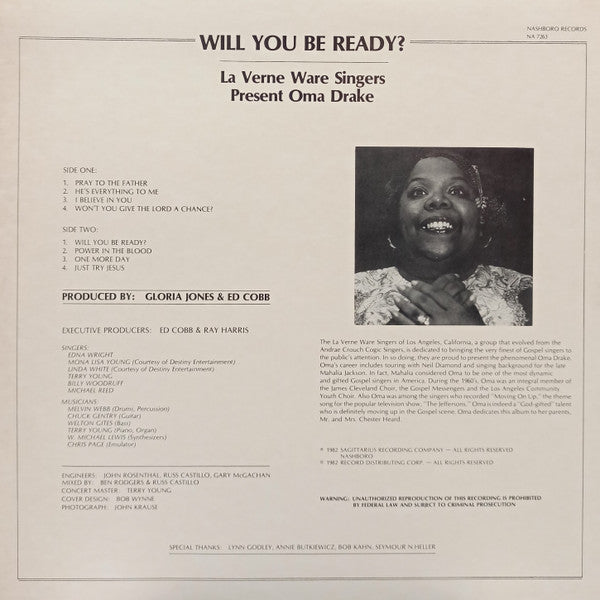 Laverne Ware Singers Presenting Oma Drake : Will You Be Ready? (LP, Album)