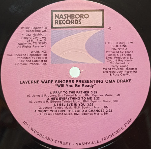 Laverne Ware Singers Presenting Oma Drake : Will You Be Ready? (LP, Album)