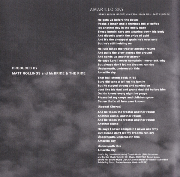 McBride & The Ride : Amarillo Sky (CD, Album)