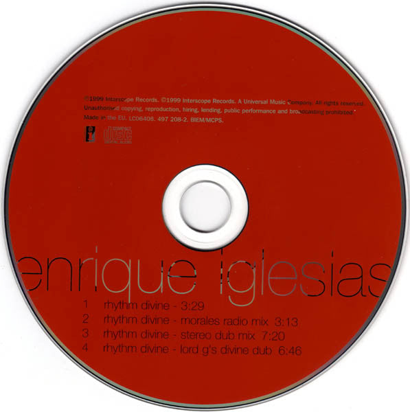 Enrique Iglesias : Rhythm Divine (CD, Single)