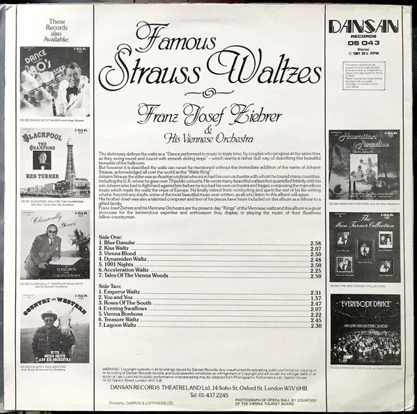 Franz Josef Ziehrer : Famous Strauss Waltzes (LP)