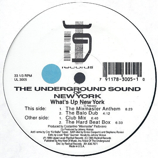 The Underground Sound Of New York : What's Up New York (12")