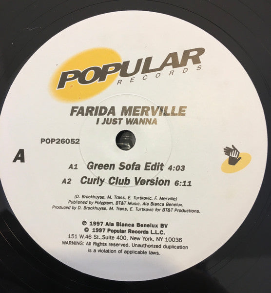 Farida Merville : I Just Wanna (12")