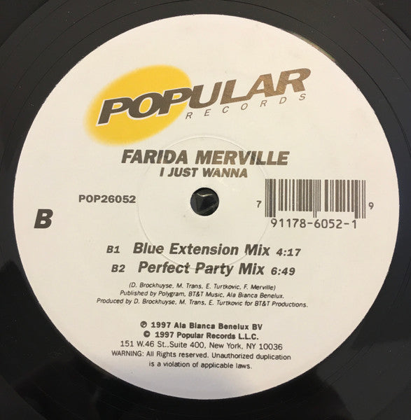 Farida Merville : I Just Wanna (12")