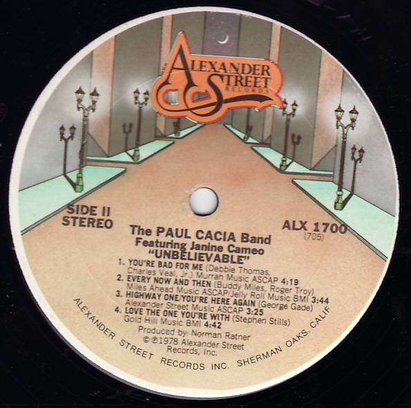Paul Cacia Band Featuring Janine Cameo : Unbelievable (LP, Album)
