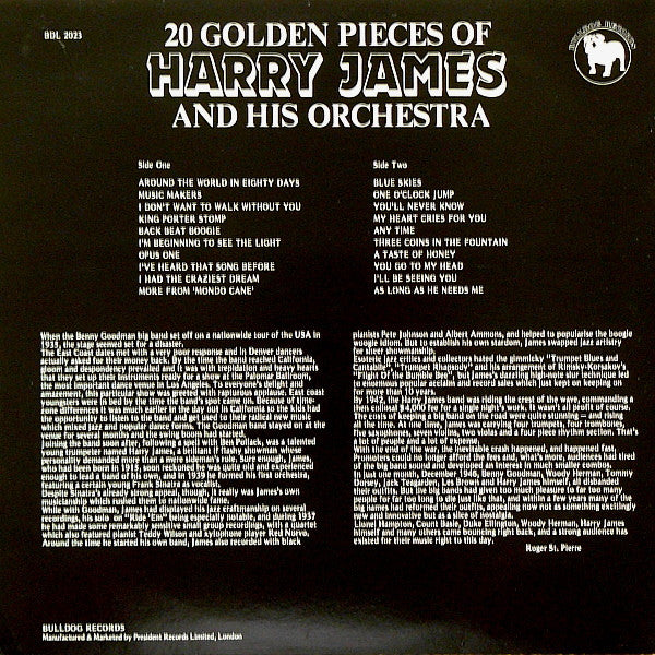 Harry James And His Orchestra : 20 Golden Pieces Of Harry James (LP, Comp)