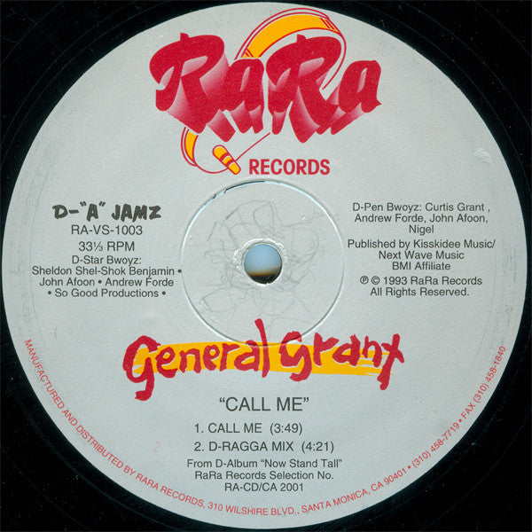 General Grant : Call Me (12")