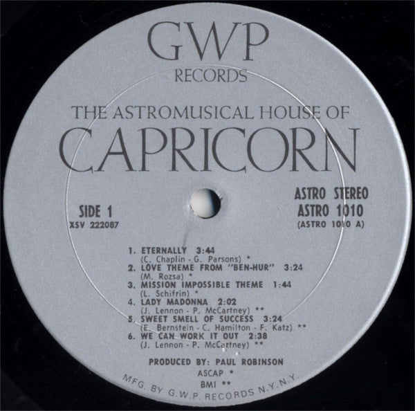 Unknown Artist : The Astromusical House Of Capricorn (LP, Album, Gat)