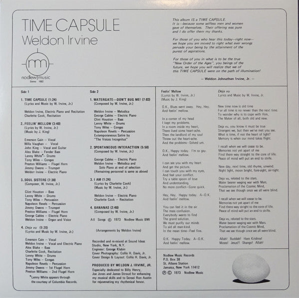 Weldon Irvine : Time Capsule (LP, Album, RE, Rhi)