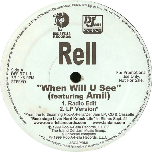 Rell : When Will U See (12", Promo)