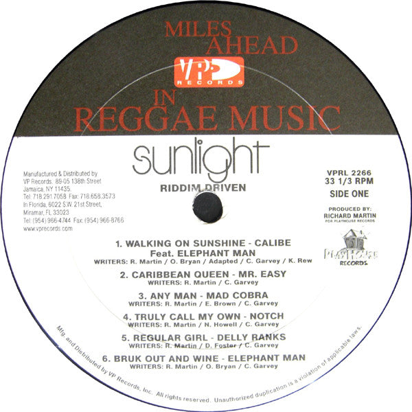 Various : Sunlight Riddim (LP, Comp)