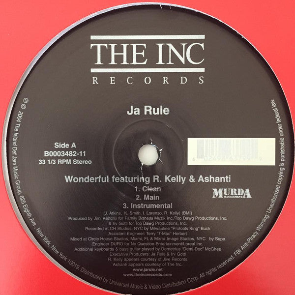 Ja Rule Feat. R. Kelly & Ashanti : Wonderful (12", Single)