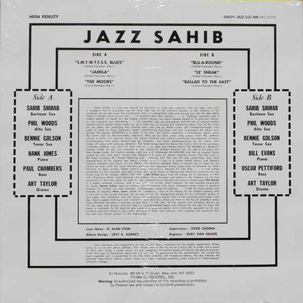 Sahib Shihab : Jazz Sahib (LP, Album, Mono, RE)