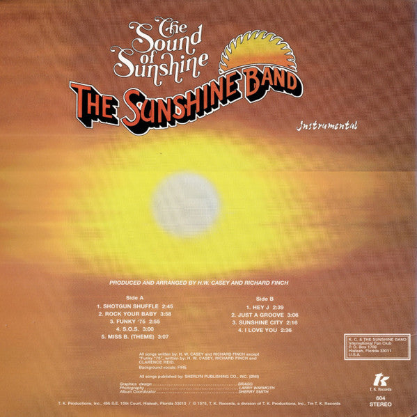 The Sunshine Band : The Sound Of Sunshine (Instrumental) (LP, Album, RE, 180)