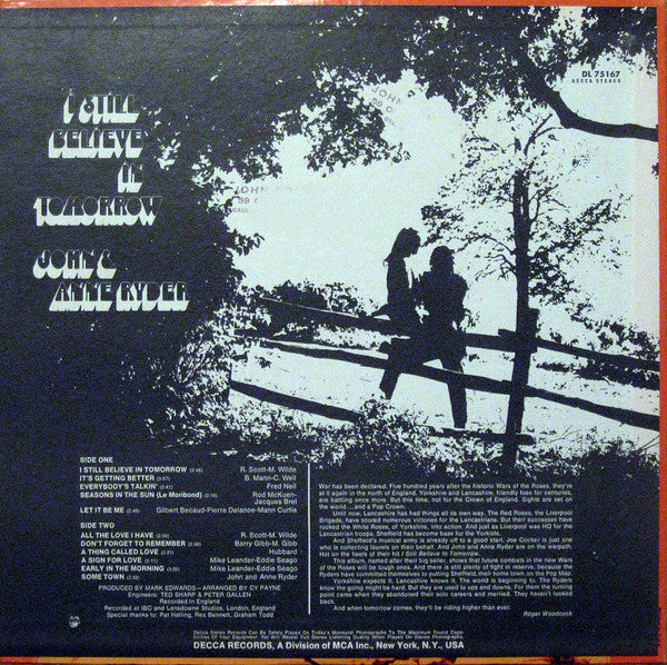 John & Anne Ryder : I Still Believe In Tomorrow (LP, Album)
