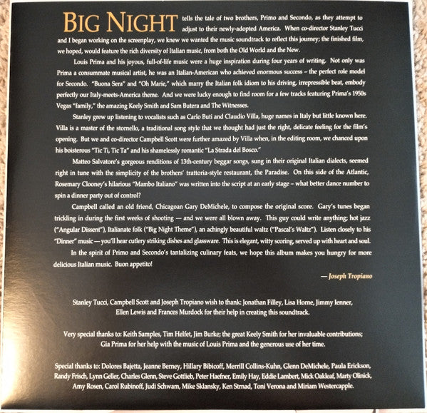 Various : Big Night (Original Motion Picture Soundtrack) (LP, RSD, Cle)