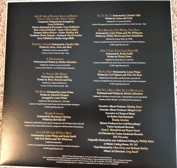 Various : Big Night (Original Motion Picture Soundtrack) (LP, RSD, Cle)