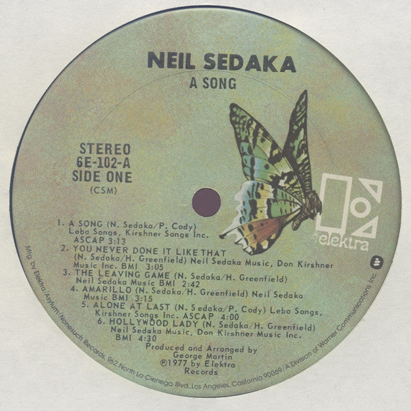Neil Sedaka : A Song (LP, Album, CSM)
