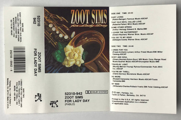 Zoot Sims : For Lady Day (Cass, Album)