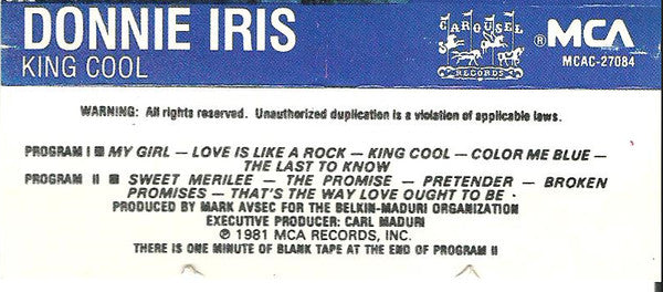 Donnie Iris : King Cool (Cass)