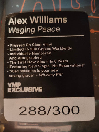 Alex Williams (12) : Waging Peace (LP, Album, Ltd, Num, Cle)