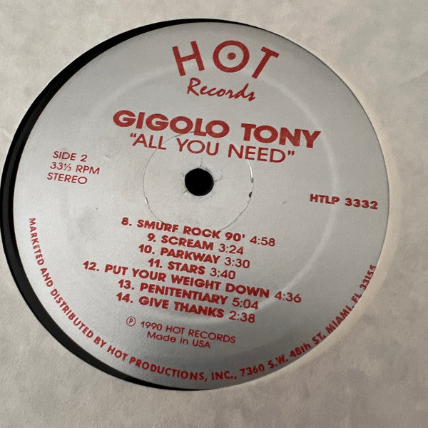Gigolo Tony : All You Need (LP, Album, Ltd, Sil)