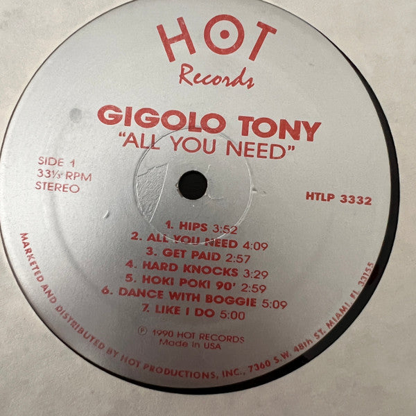 Gigolo Tony : All You Need (LP, Album, Ltd, Sil)