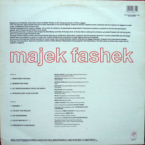 Majek Fashek : Prisoner Of Conscience (LP, Album)