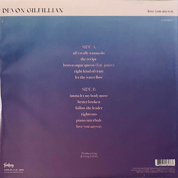 Devon Gilfillian : Love You Anyway (LP, Album, Club, Mil)