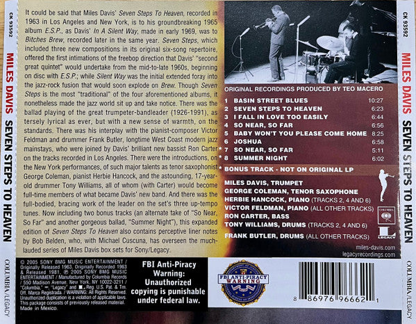 Miles Davis : Seven Steps To Heaven (CD, Album, RE, RM, Arv)