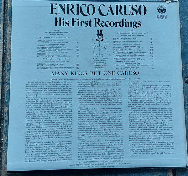 Enrico Caruso : Enrico Caruso - His First Recordings (LP, Comp)